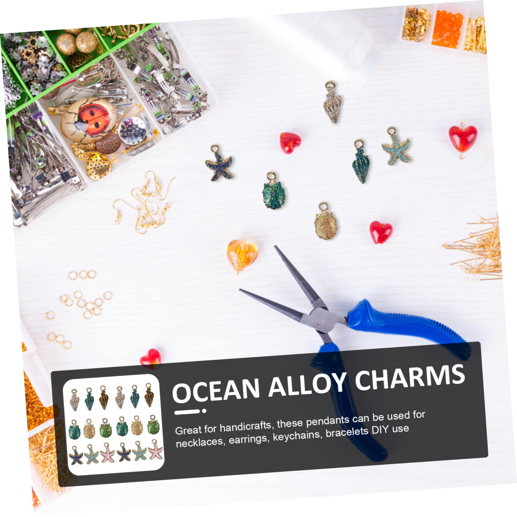 Lurrose 156pezzi Charm Lega Di Tema Oceano Pendenti Forma Stella Marina Per Creazioni Di Gioielli Fai Te Per Collane e Bracciali