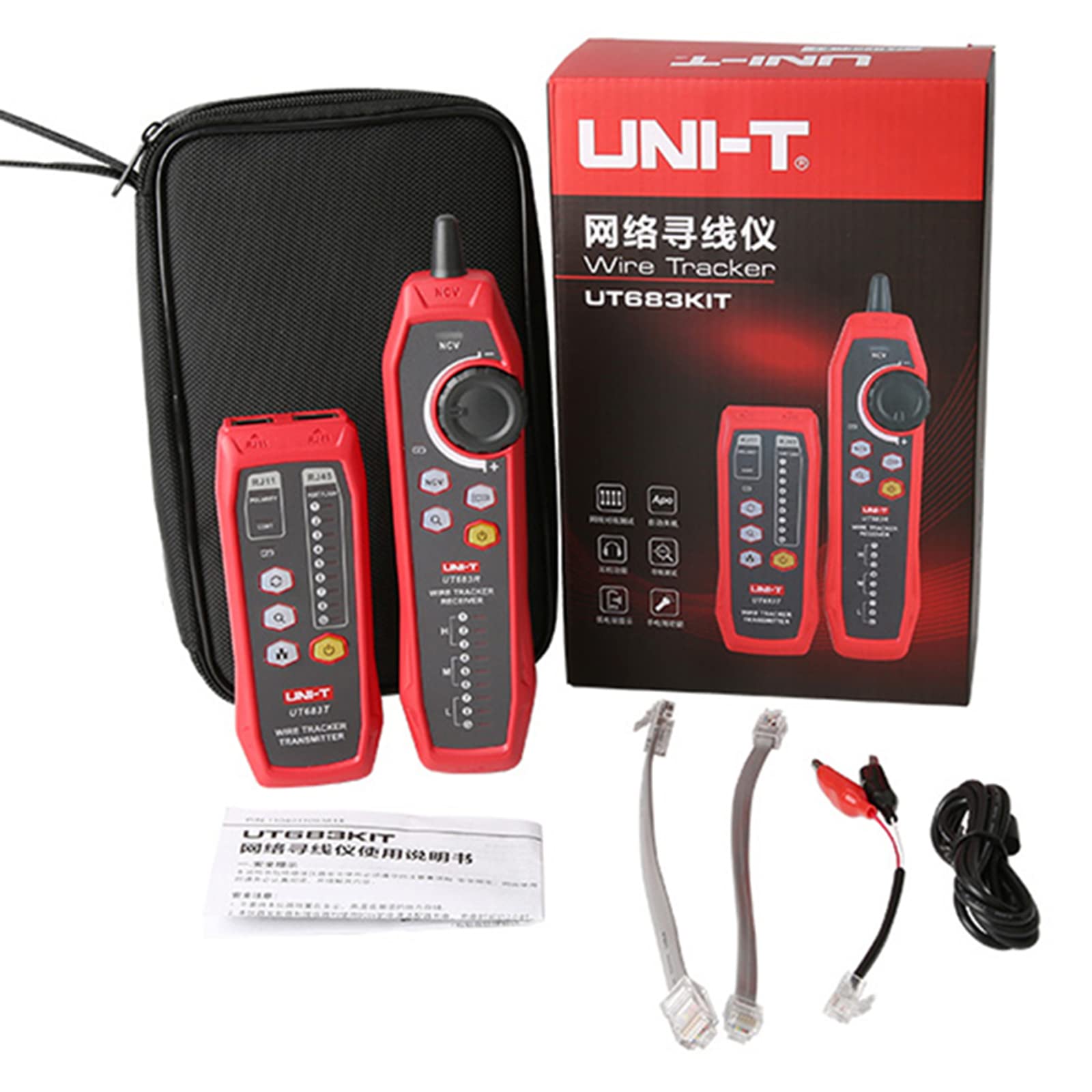 UNI-T UT683KIT Tester kabli Tracker drutu do testowania kabli RJ11 i RJ45, kabel do wyszukiwania linii telefonicznych, połączenie konserwacji sieci, narzędzie do naprawy sieci