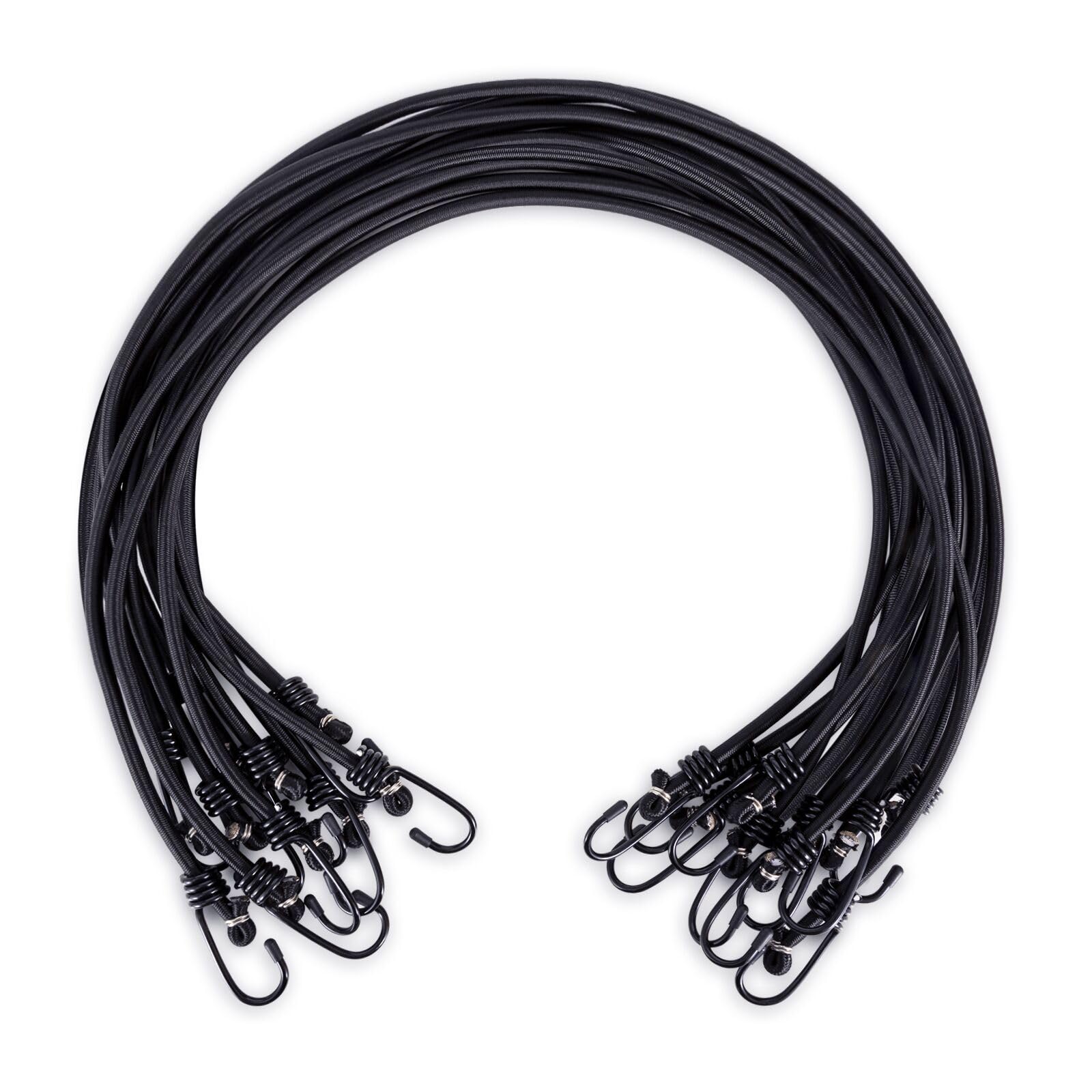 WeFine Pack of 10 Bungee Cords with Hooks Weatherproof & UV-Resistant Bungee Straps Heavy Duty Elastic Bungee Ropes for Caravan Camping RVs Trunks Luggage Racks