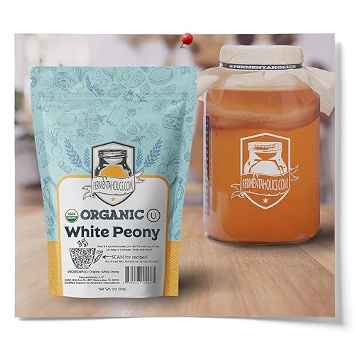 Miniatura 4 de Fermentaholics USDA certificado orgánico hoja suelta té de peonía blanca  perfecto para la elaboración de Kombucha