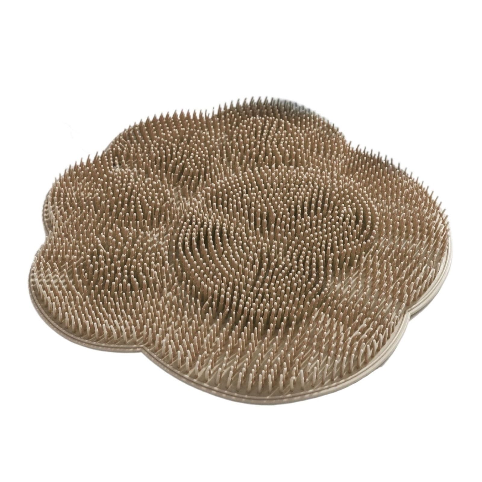 WAGJIA Shower Foot Scrubber Mat with Long Bristles, Silicone Bath Mat with Suction Cups for Exfoliation, Non-Slip Feet Cleaning Pad for Massage &