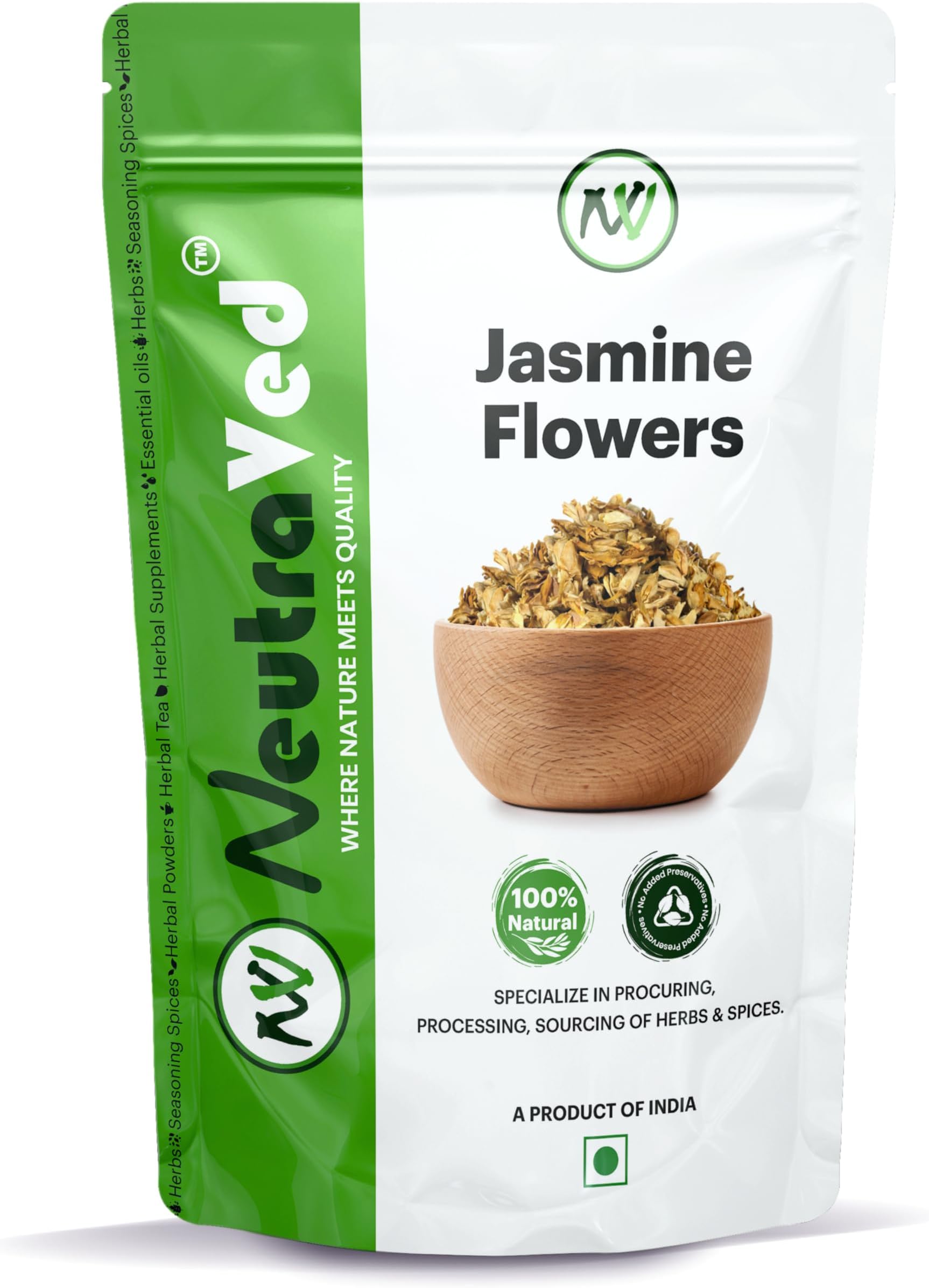 NeutraVed Dried Jasmine Flowers Tea Mix/Flowering |Ornamental Tea|Hand Woven, Jasmine Flower (25 g)