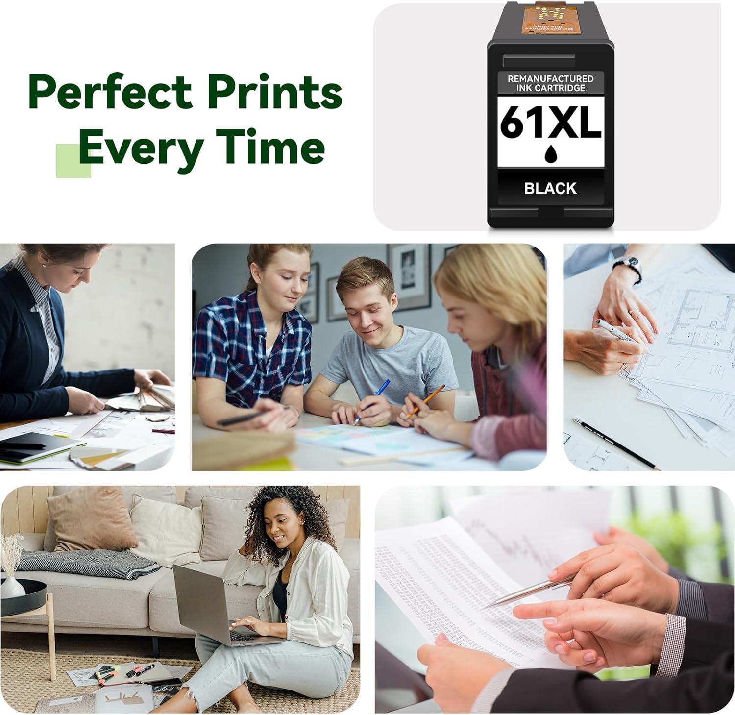 Remanufactured Ink Cartridge Replacement for HP 61 XL 61XL Black Ink Cartridge XL for HP Envy 5530 4500 4502 5535 Deskjet 2540 2541 3050 3510 OfficeJet 4630 4632 Printer (Black, 1-Pack)