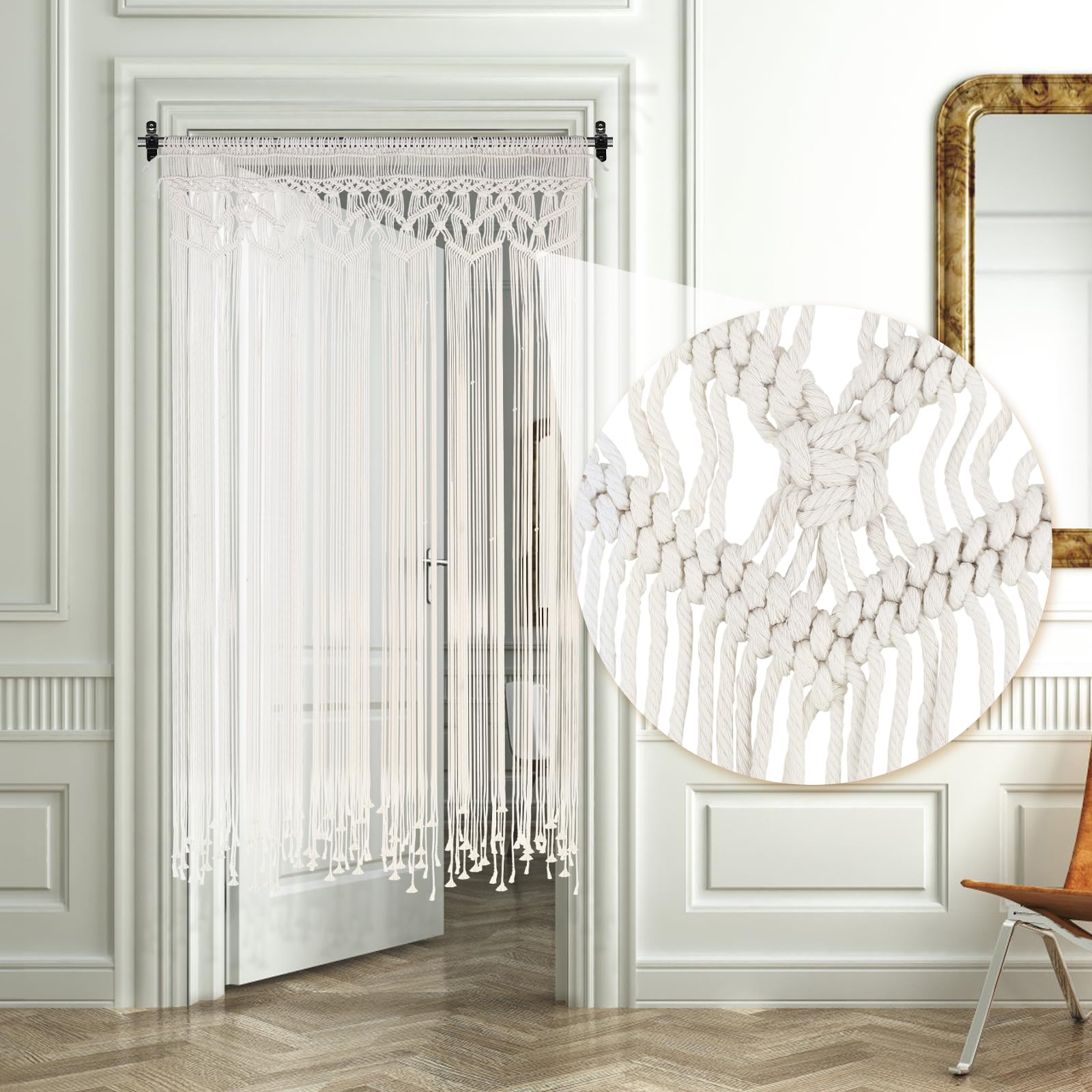 Macramé wandtapijt, handgemaakt geweven macramé wandtapijt, boho, deurgordijn voor bruiloft, achtergrond, raamgordijnen, woondecoratie (stijl A/74 x