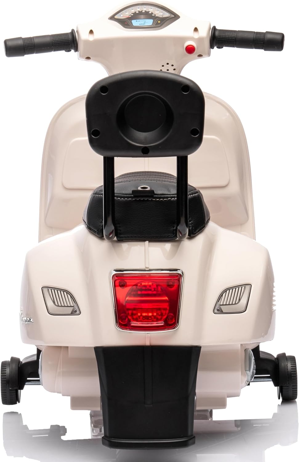 Détails du mécanisme lumineux et du klaxon sur la Vespa enfant