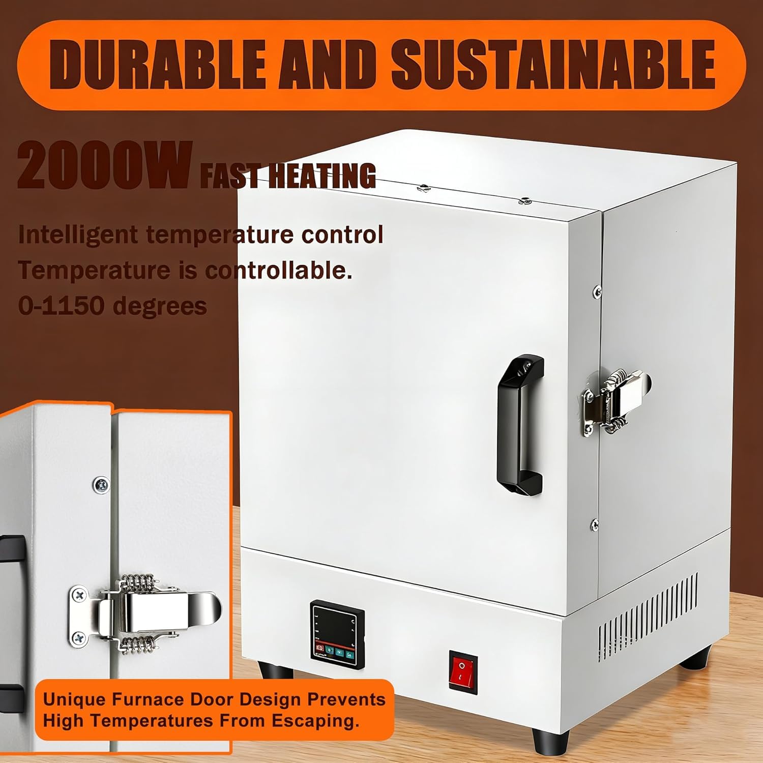 Forno Elettrico per Ceramica da 2000 W per Uso Domestico, Forno di Fusione Ad Alta Temperatura 2102℉/1150℃ con Regolatore, Ideale per La Creazione di Gioielli E Ceramiche. White B