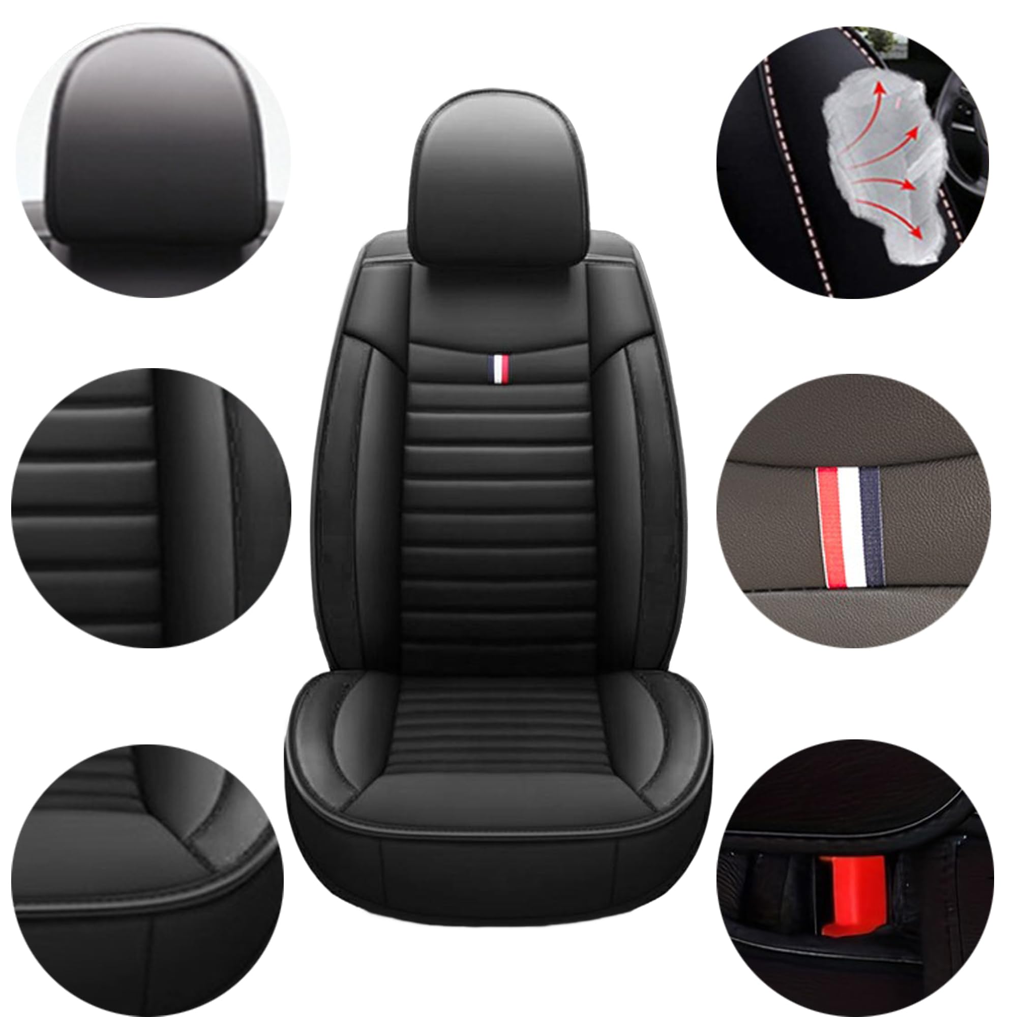 Ensemble complet de housses de siège de voiture universelles en cuir synthétique avant et arrière – Coussins de voiture pour Toyota Auris, Avensis, Camry, Corolla, Highlander, Hilux, Land, Cruiser