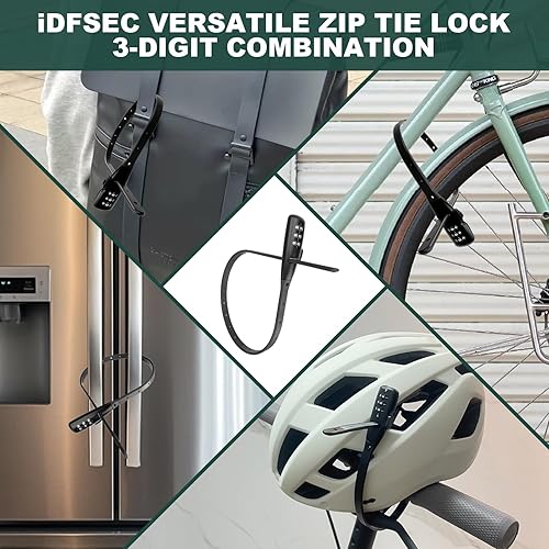 Miniatura 7 de Cierre de brida de cremallera, brida ajustable con núcleo de acero inoxidable, bloqueo de cable multiusos para asegurar cascos, bicicletas, esquís,