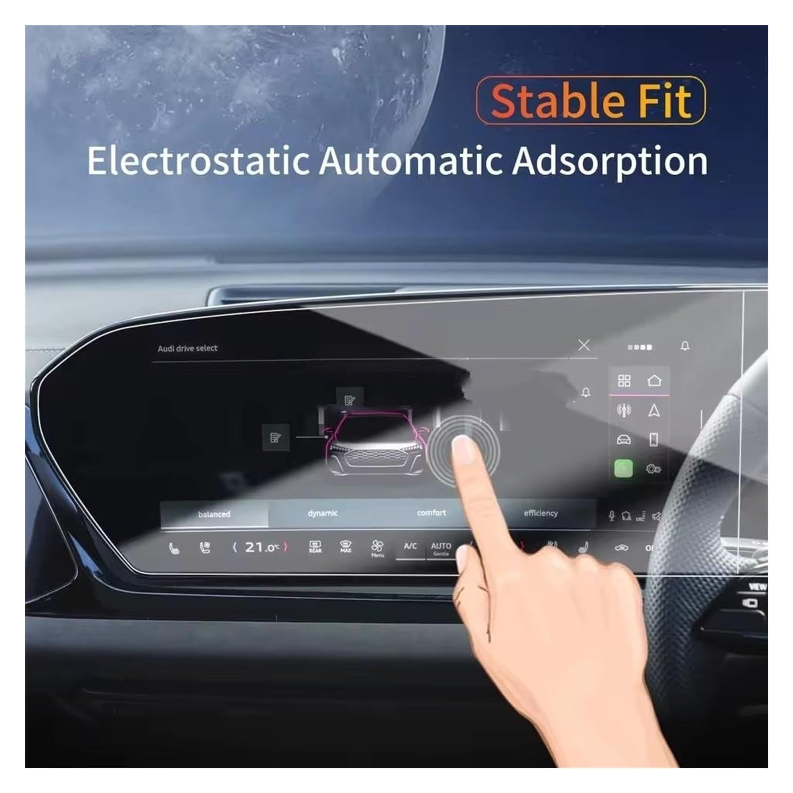 Schutzfolie für das LCD-Display des GPS-Navigationssystems im SQ5 Sportback(2025/2026) – Zubehör: Gehärtetes Glas