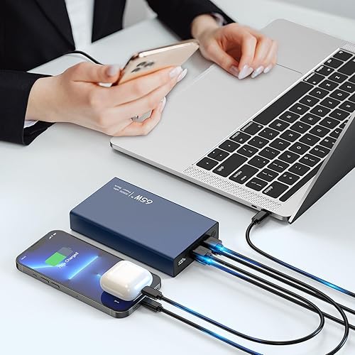 Miniatura 4 de Banco de energía para portátil de 65 W, USB C, 30000 mAh, cargador portátil para portátil, carga súper rápida, 4 puertos PD3.0, batería externa para