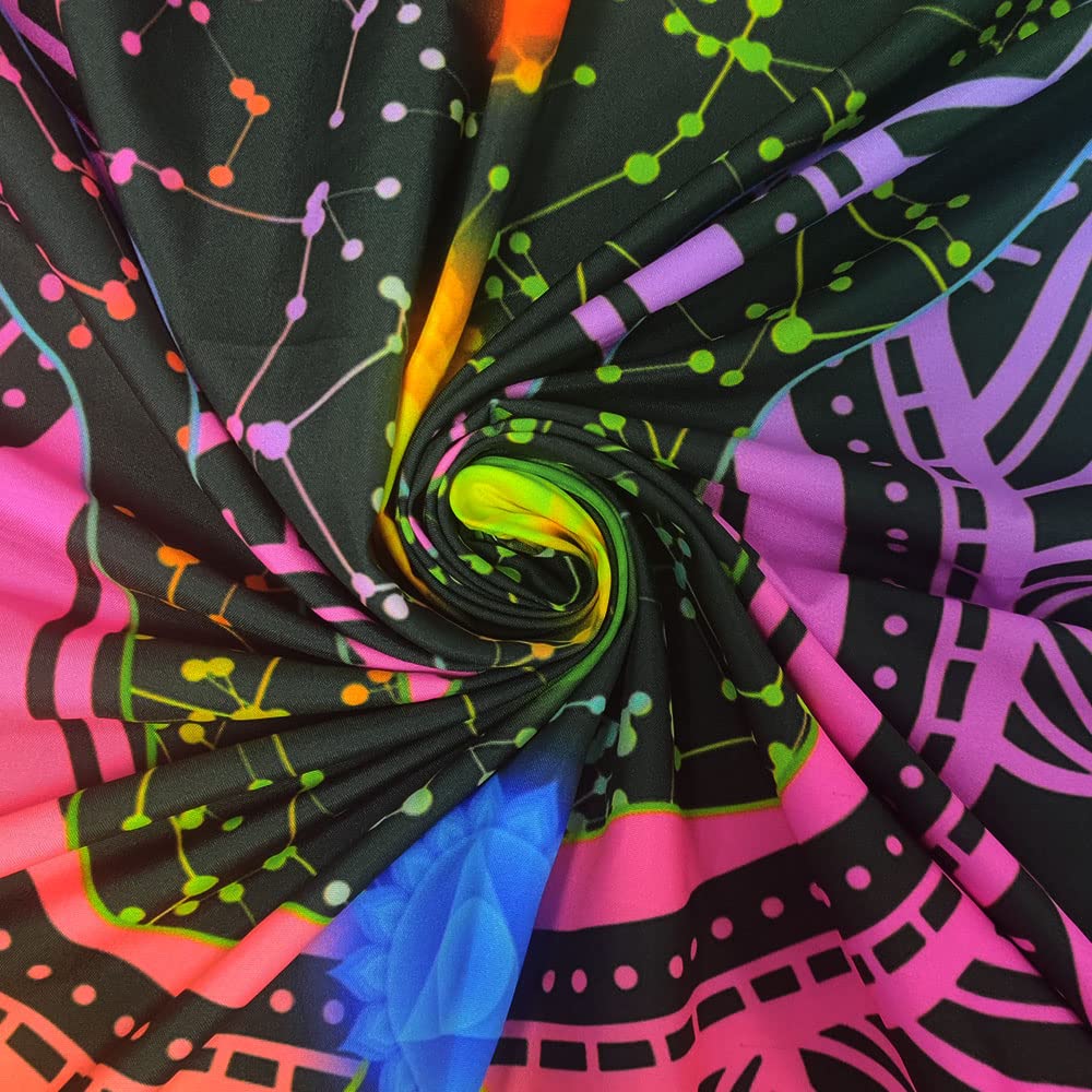 Blacklight gobelin z siedmioma czakrami reaktywny na promieniowanie UV bohema mandala, duchowy gobelin boho, joga, medytacja, czarne światło, gobelin ścienny do pokoju jogi, boho, sypialni, salonu,