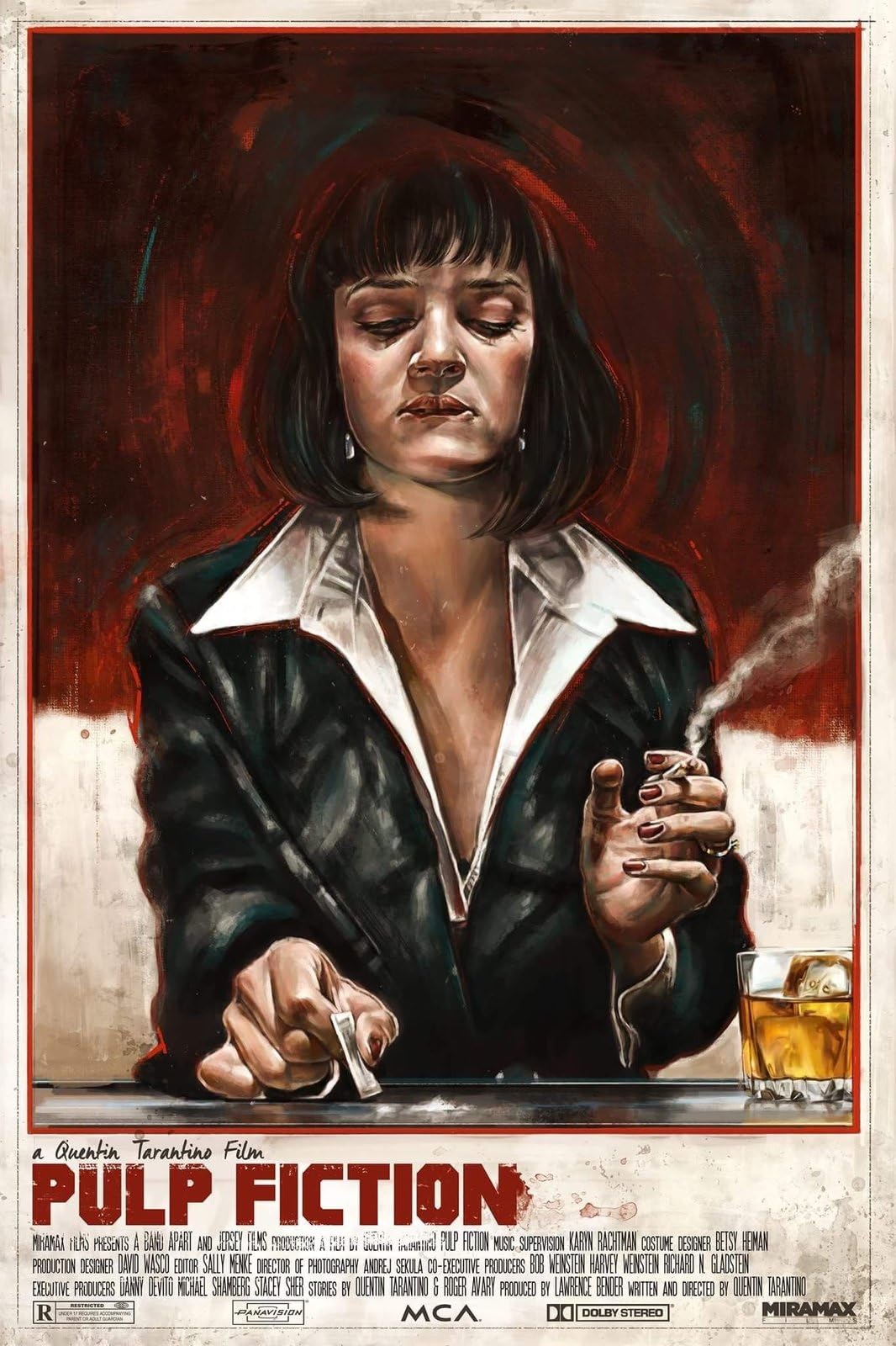 Pulp Fiction A0 Poster on Canvas - Movie Art Poster in varie dimensioni per idee soggiorno o camera da letto. Immagini di film cult senza bordi Classic Iconic 70s 80s 90s Vintage Retro Home Wall Deco