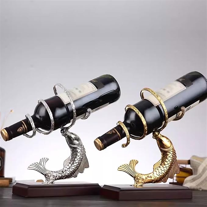 Soporte para Botellas de Vino de Madera, Diseño Moderno, Color Plateado miniatura 7