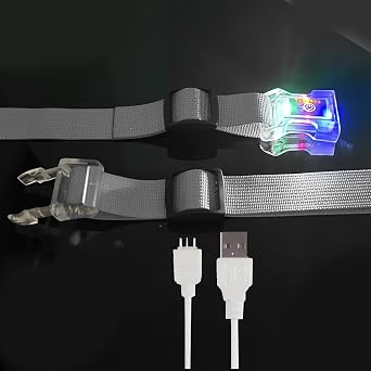 LED Light up Backpack Chest Strap Add on, Elastic Backpack Glow Sternum Strap, Heavy Duty Adjustable Chest Belt with Flashing Quick Release Buckle Khaki