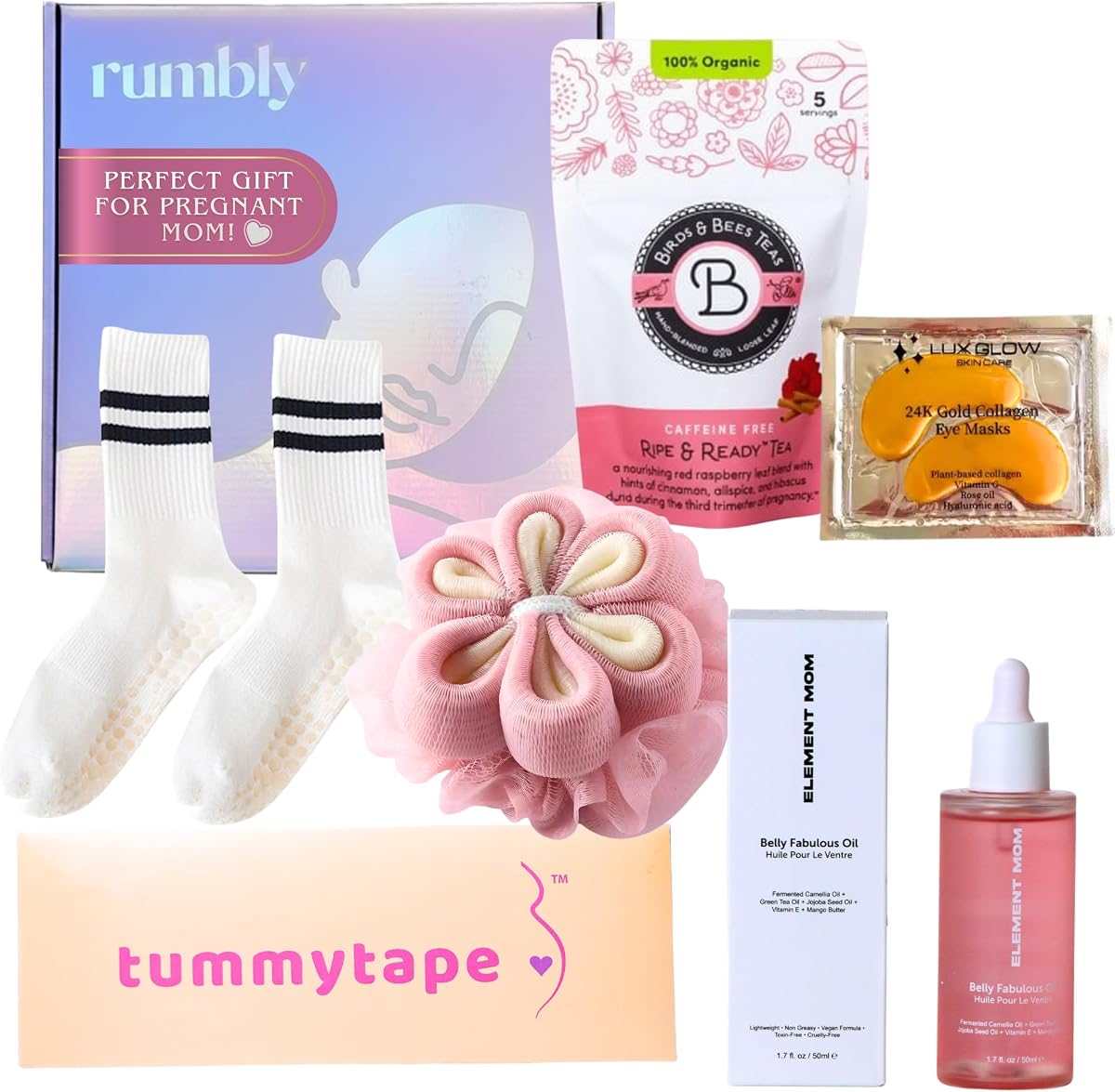 Caja Mom to Be Essentials del tercer trimestre, regalo de embarazo | Té de hierbas, cinta de soporte para el vientre, aceite para el vientre, caja de regalo de 6 piezas, semanas 27 a 40, regalo para la futura esposa, hermana o amiga