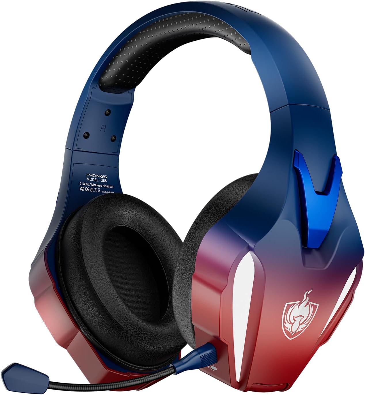 PHOINIKAS Wireless Gaming Headset for PS4 PS5 PC Switch, Wireless Gaming Over Ear Headphones with Detachable Noise Canceling Mic, 7.1 Stereo Sound, Only 3.5mm Wired Mode for XboxSeires -Dazzle Blue