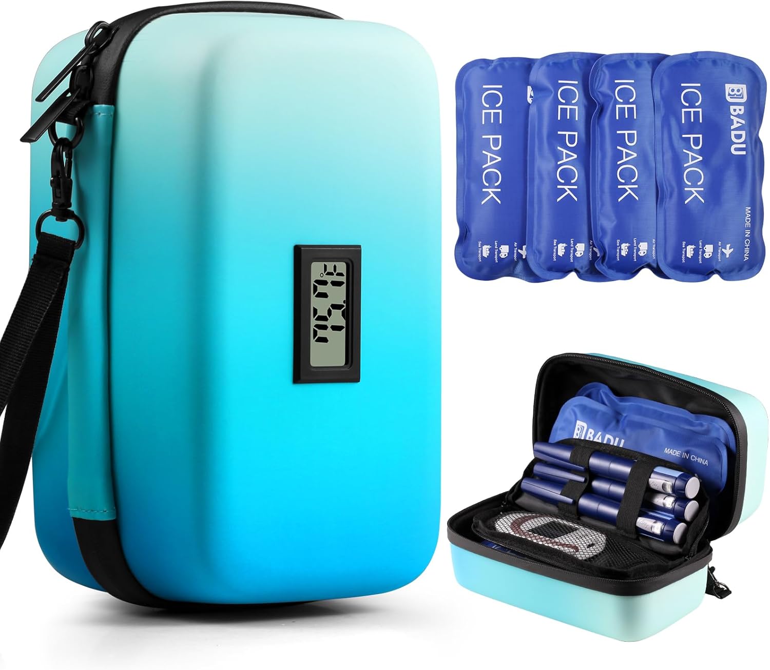 HLANBABYAMZ Insulin Cooler Travel Case TSA Approved, Refrigerated Medicine Travel Case with Temperature Display, Diabetes Travel Case with Wrist Strap & 4 Ice Packs For Daily and Trip HLANBABYAMZ Insulin Cooler Travel Case TSA Approved, Refrigerated Medicine Travel Case with Temperature Display, Diabetes Travel Case with Wrist Strap & 4 Ice Packs For Daily and Trip