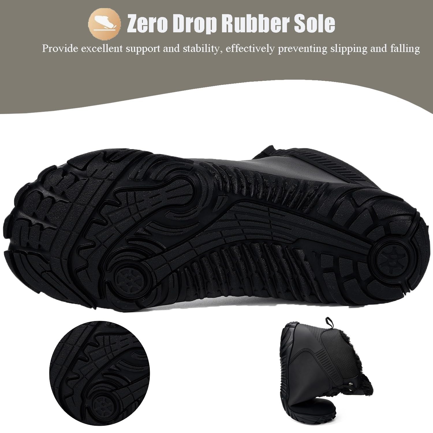 Barefoot Stivali Uomo Donna Inverno Impermeabili Stivaletti da Neve Imbottitura Calda Stivali alla Caviglia Punta Larga Outdoor