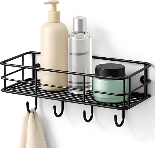 DALUCI Bathroom Organiser Without Drill Self Adhesive Bathroom Shelf for Wall GI Steel Powder Coated Rustproof Bathroom Ra...