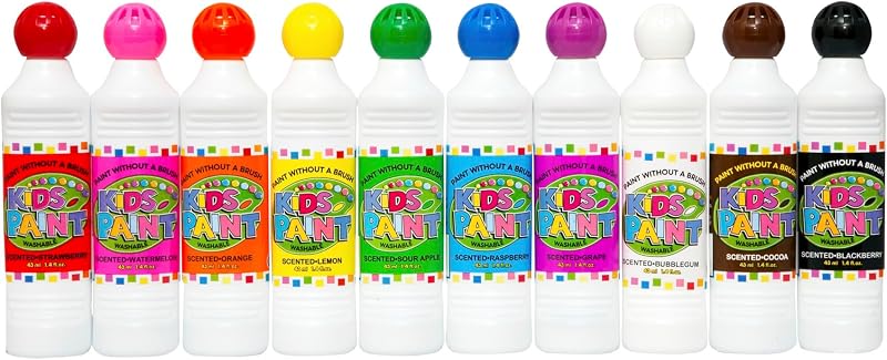 Crafty Dab Pintura para póster Tempera para niños, perfumada, lavable, colores vibrantes surtidos, 1.4 oz, juego de 10