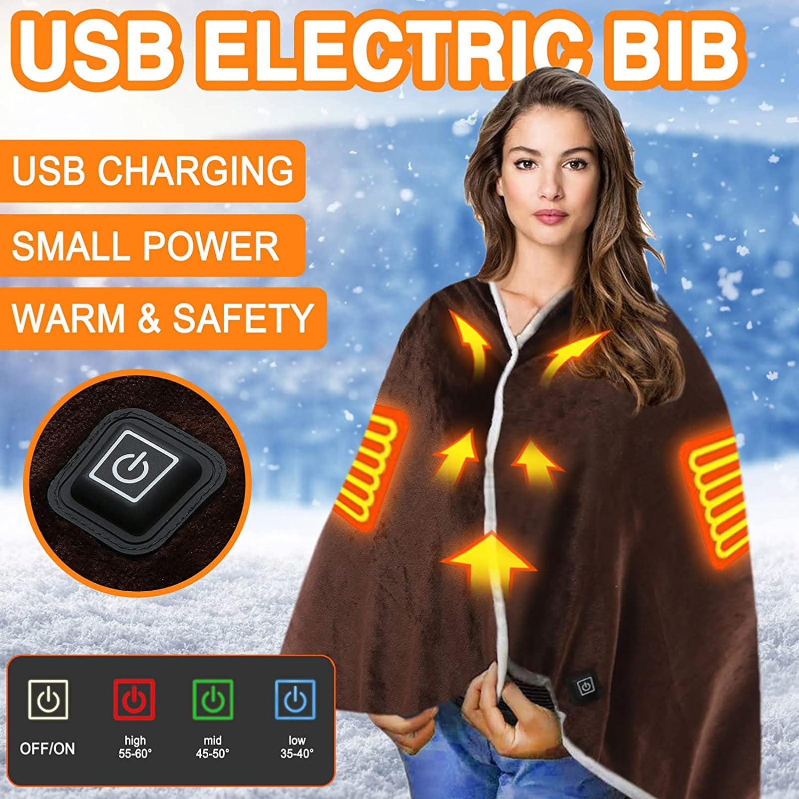 Koc grzewczy USB, 140 x 80 cm, flanelowy koc grzewczy, można prać w pralce, do domu i biura