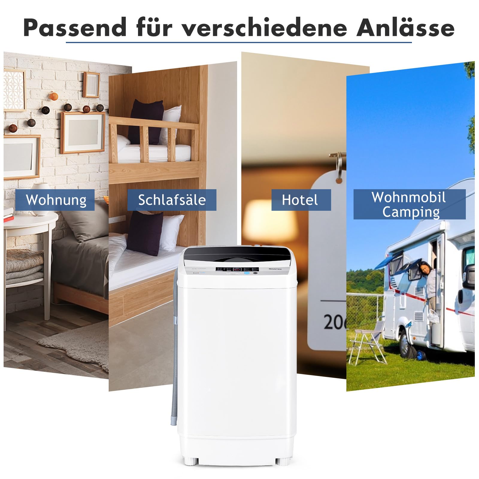 COSTWAY Waschmaschine 4,5KG, Toplader Waschvollautomat mit Pump, Schleuder, Display, Mini-Waschmaschine 310W/ 50×50×85cm klein für Appartement, Wohnmobil
