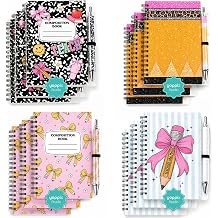 YOPPIX 12 Set Teacher Gifts Notebooks Pens for Back to School | Spiral notebooks with smooth paper, matching ballpoint pens, bulk set for teacher appreciation, classroom, and office use
