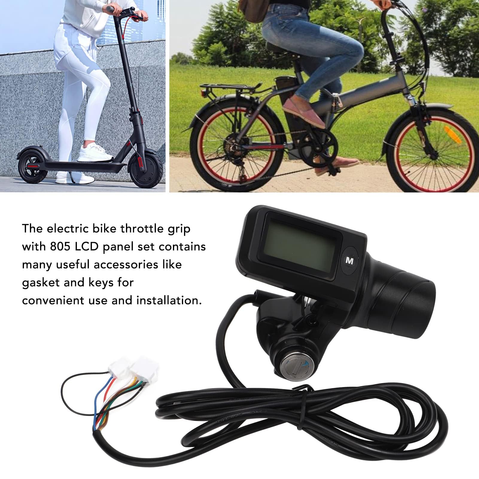 Ensemble de Poignée D'accélérateur de Vélo électrique, Ensemble de Poignée D'accélérateur de Panneau D'affichage LCD Poignée D'accélérateur de Scooter D' pour Les Guidons de
