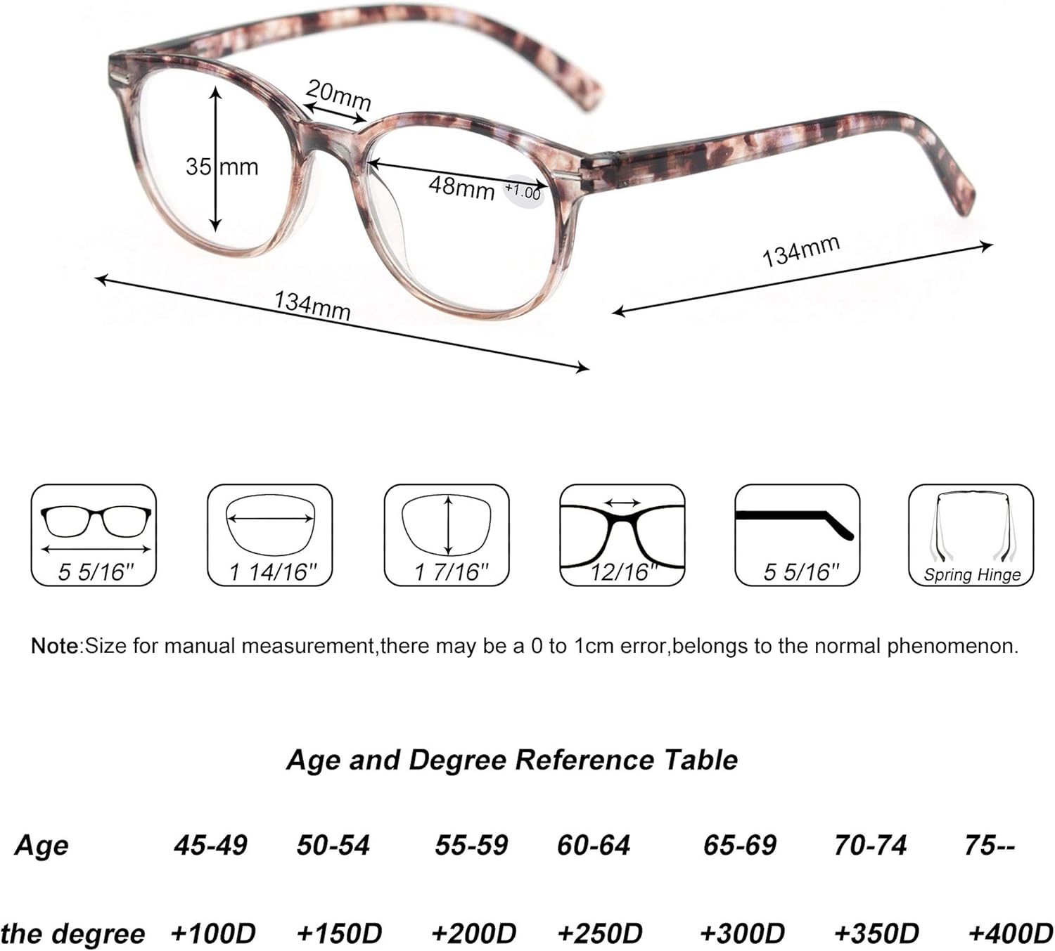 MODFANS Round Stylish Reading Glasses 3 Pair with Spring Hinge Fashion Glasses for Reading for Men and Women +2.50 3 Brown Demi 2.5 x image 5 of 7 B07KG8679T