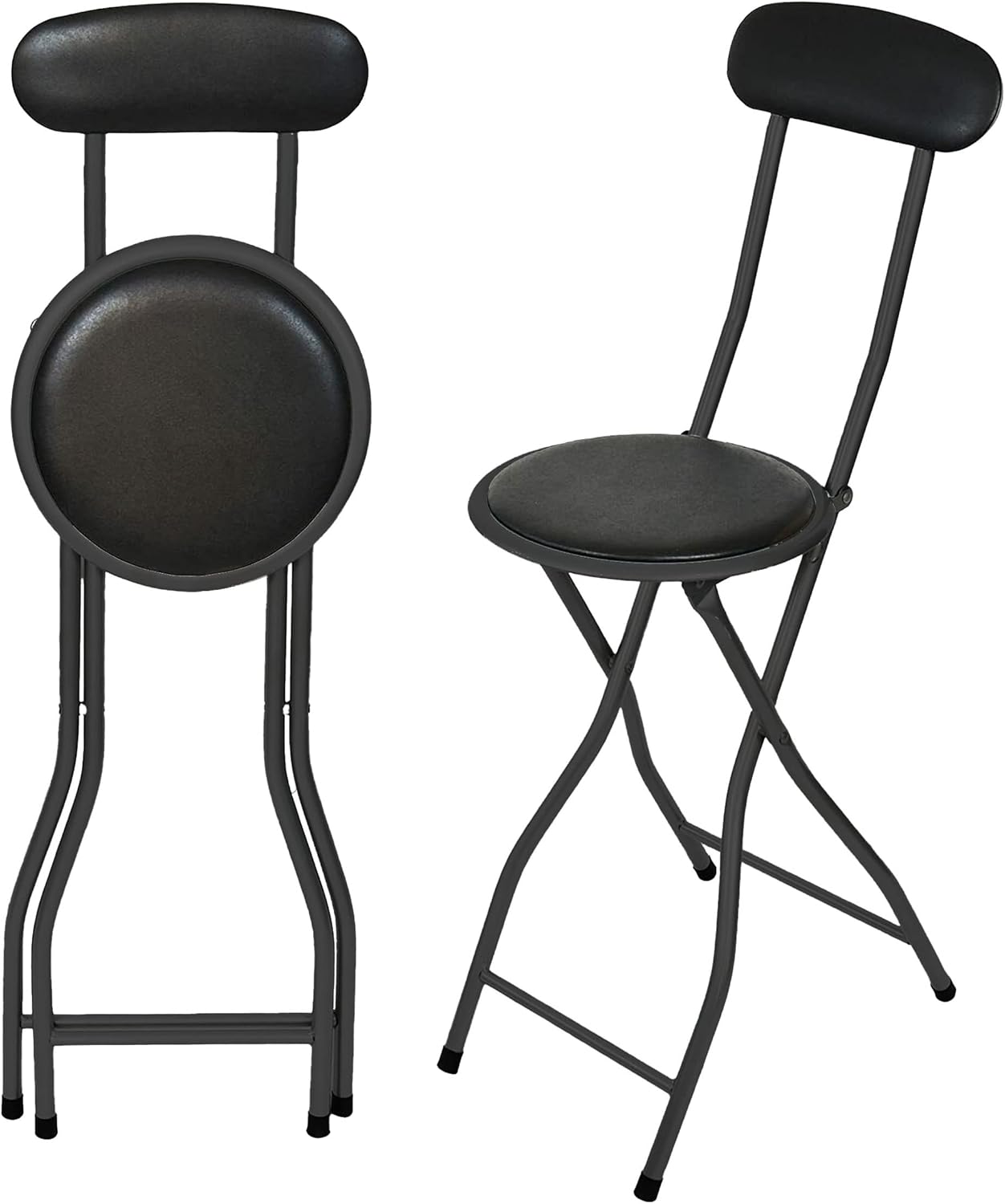Round Compact Padded Folding High Back Stool Chair Back