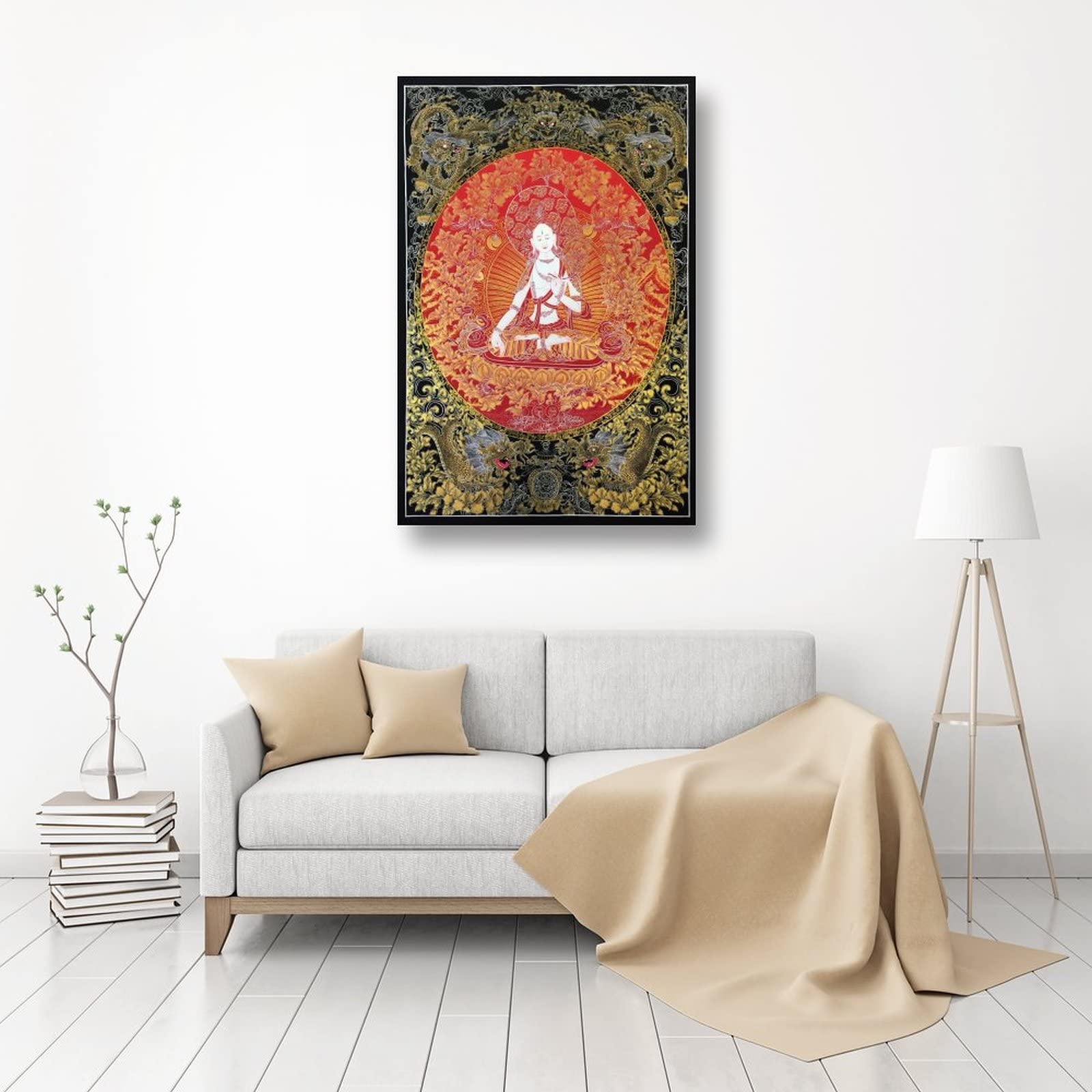 Poster da parete con Buddha Bodhisattva con drago, buddismo, religione, meditazione, decorazione per la casa, poster su tela, 60 x 90 cm
