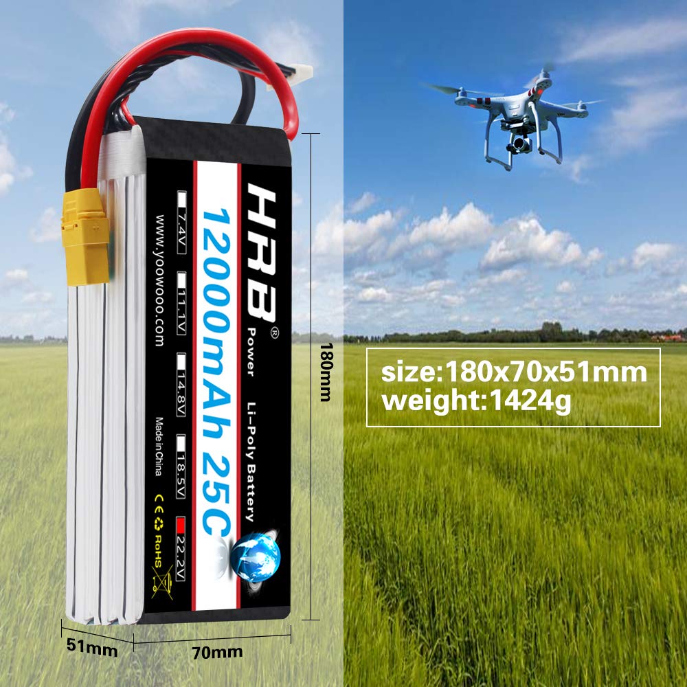 Amazon.co.jp: HRB 22.2V 6S 12000mAh 25C XT90 リチウムポリマー電池