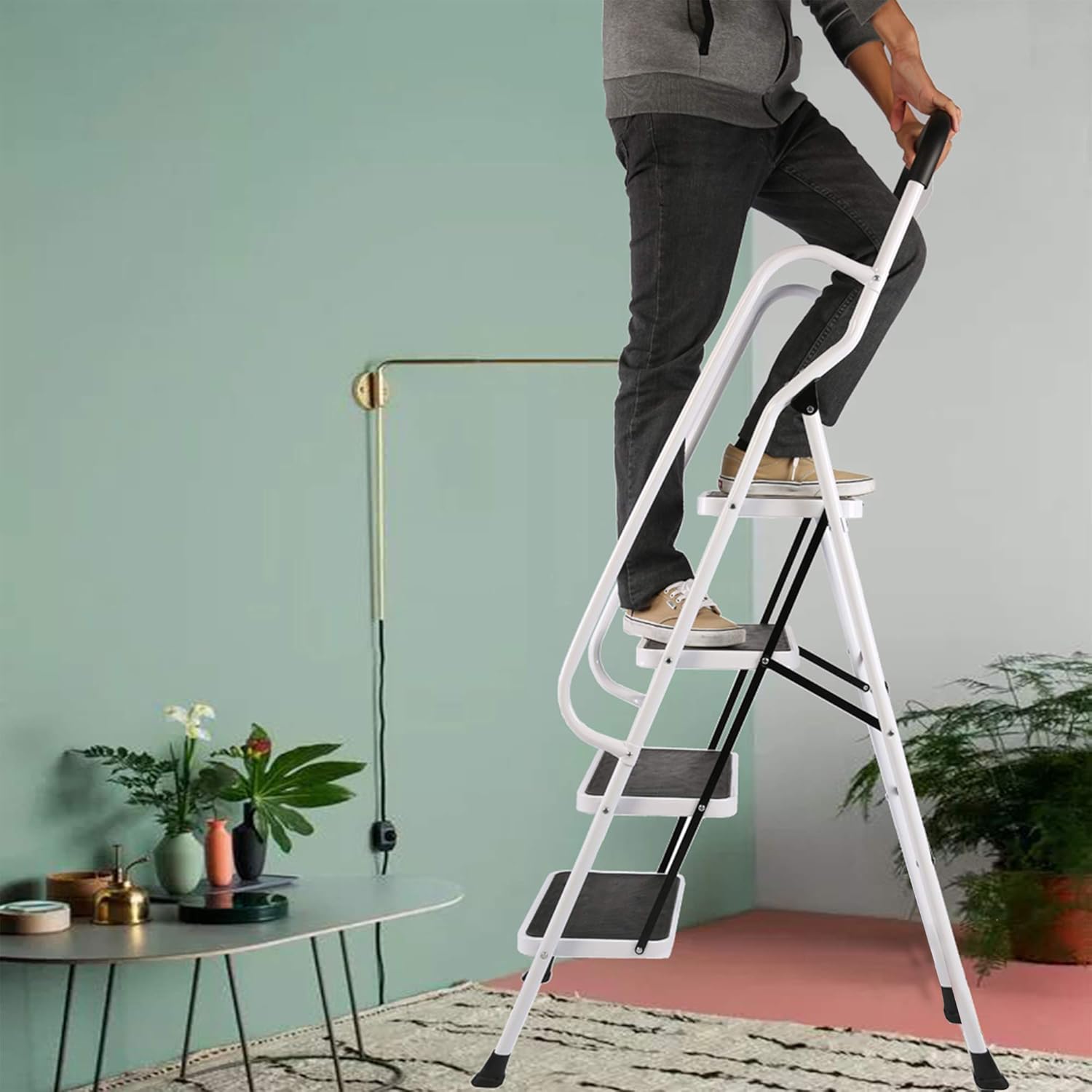 ❤ Crаzу Dеаlѕ Livebest 4 Steps Ladder Folding Step Stool with Hand Grip Non-Slip Safety Rails Portable Heavy Duty 330 lb Load Capacity for Home Household Kitchen Office Garden,Iron Gеt Chеар Prісе Livebest 4 Steps Ladder Folding Step Stool with Hand Grip Non-Slip Safety Rails Portable Heavy Duty 330 lb Load Capacity for Home Household Kitchen Office Garden,Iron