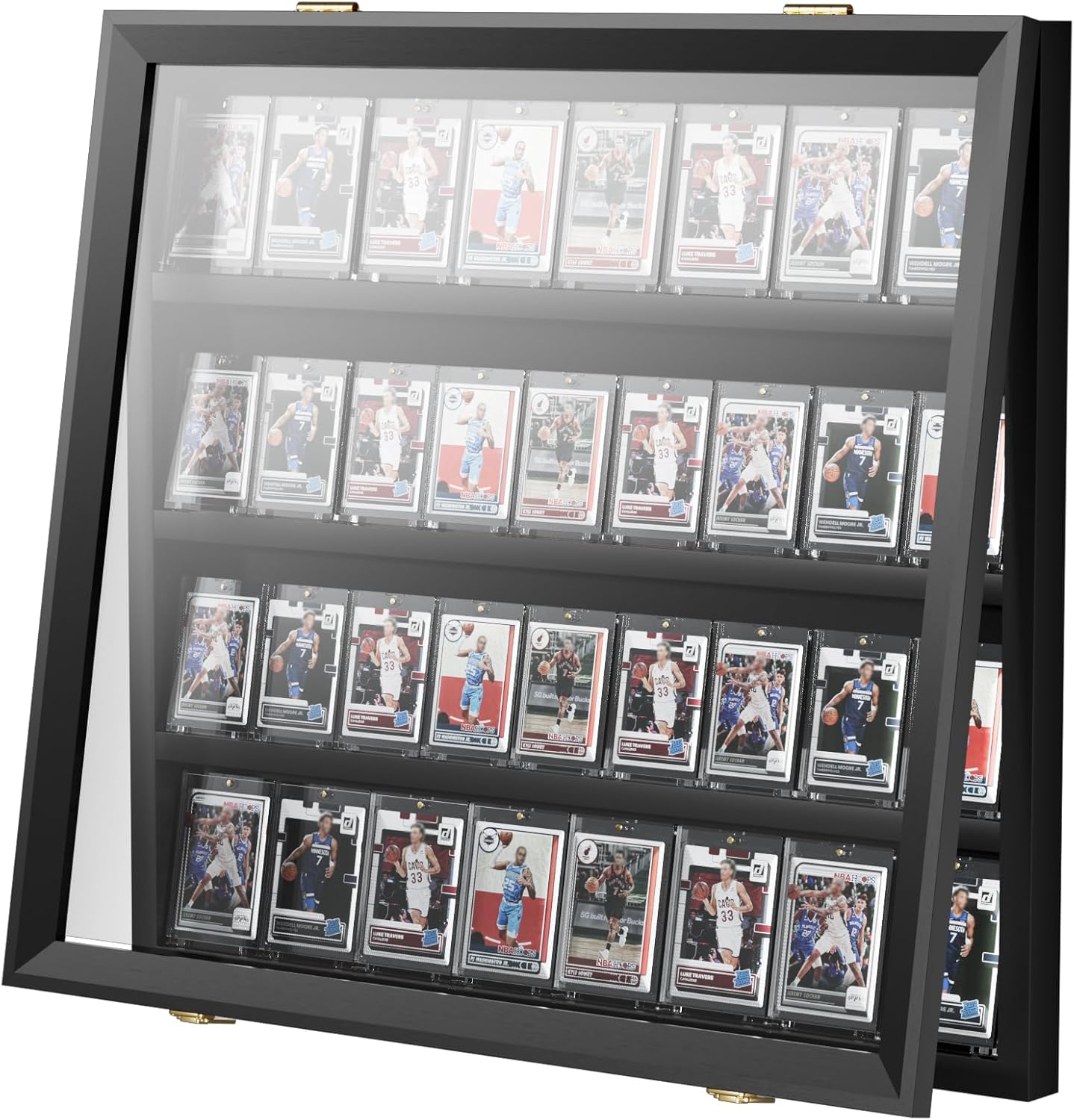 36 Graded Sports Card Display Case - Baseball Card Display Frame Lockable for, Football, Basketball, Hockey & Trading Cards - UV Protection & Clear Acrylic, Black