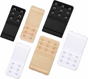 6-Pack Bra Extenders   3 Hook & 2 Hook, Adjustable & Comfortable, for Loose Bras   White, Beige & Black