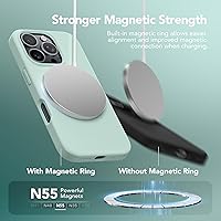 Vista 1436 de GONEZ Funda de silicona para iPhone 15 Pro Max, compatible con Magsafe, protector de cámara + protector de pantalla, forro de microfibra suave Negro