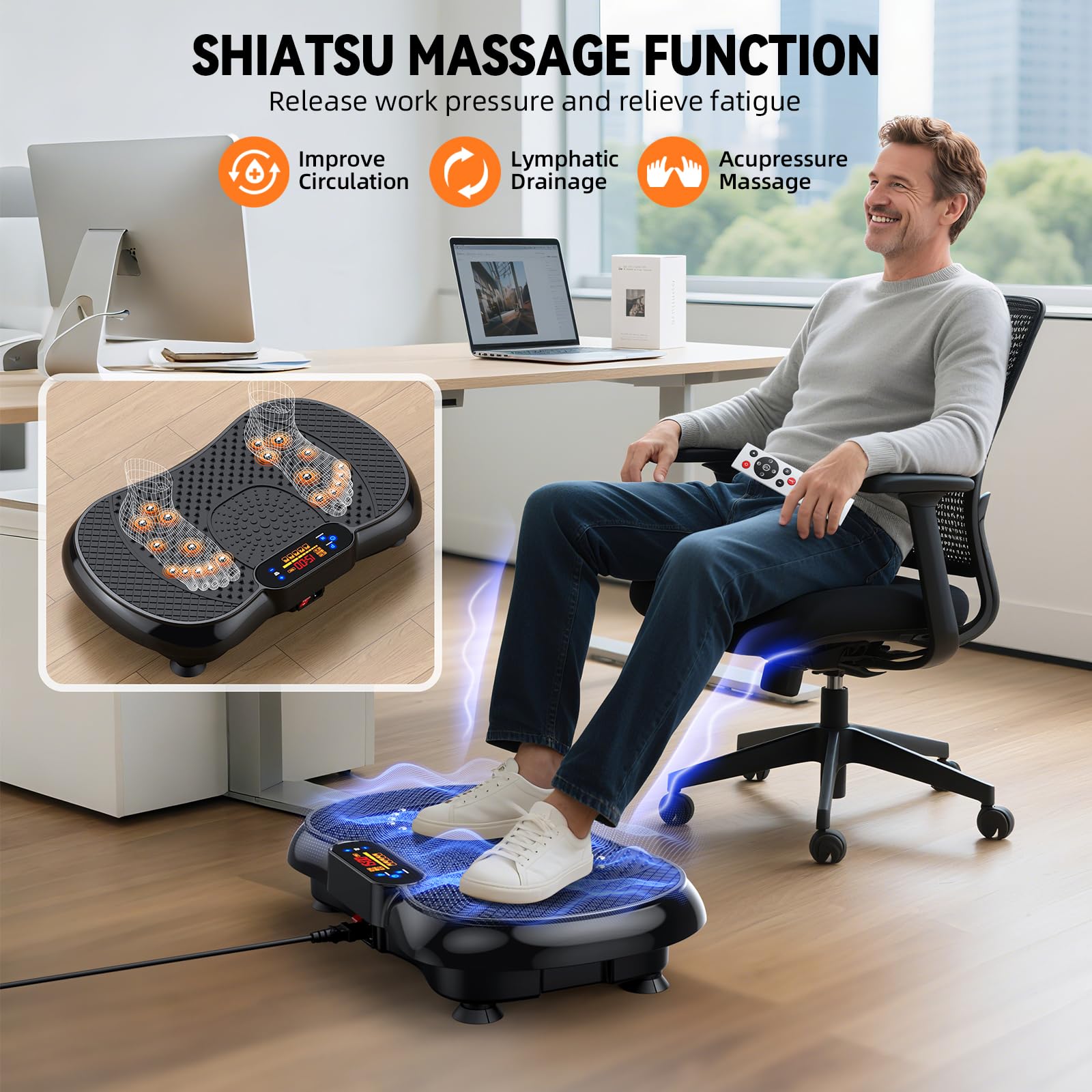 Vibration Plate Exercise Machine 2025 Upgraded Fitness Vibrating Lymphatic Drainage for Weight Loss 330Lbs, 999 Adjustable Speeds, Full-Body Shaker Workout Platform for Women Men, Sport Home Gym