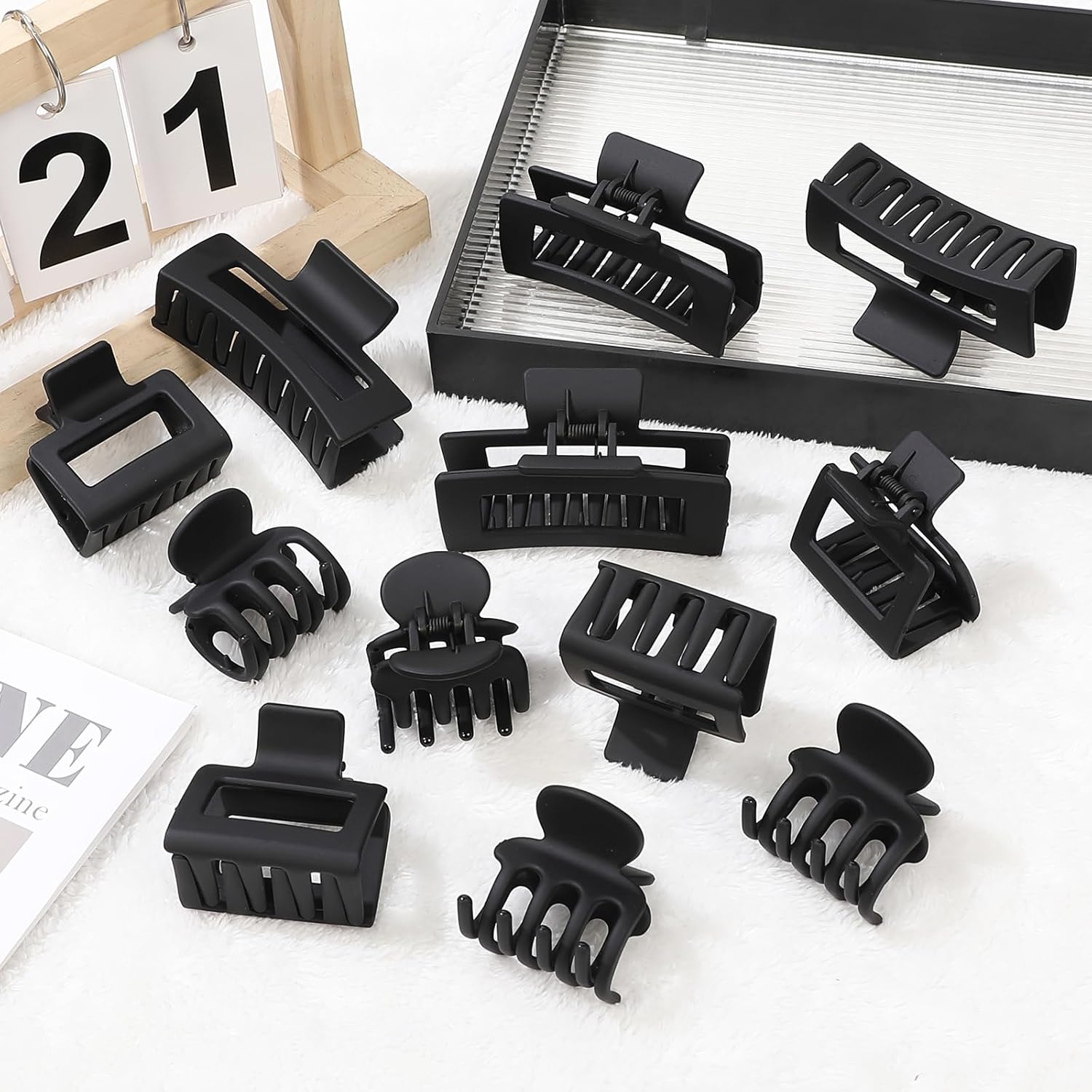 3 Styles Hair Clips for Women Small Medium Big Claw Clips for Thin Thick Hair 12 Pcs Hair Claw Clips Hair Clips Combination Hair Accessories for Women (Black) - Image 3