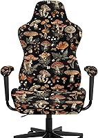 Vista 2 de Funda para silla de jugador de hongos, funda para silla de computadora, 4 piezas, con cremallera, con reposabrazos, para estudio en casa, helechos