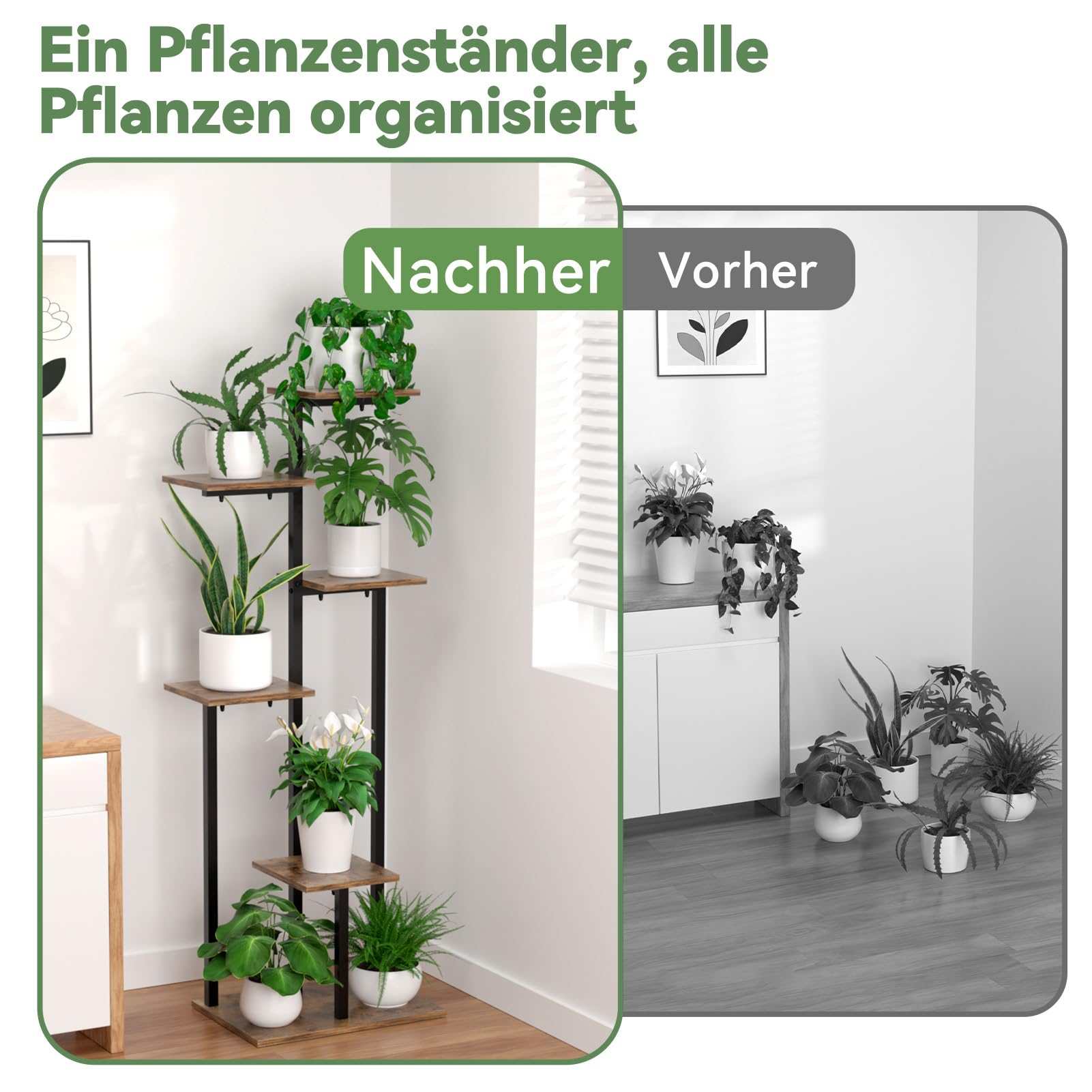 6 Etagen Blumenständer Blumenregal Pflanzenregal Für Balkon Deko & Büro | Pflanzenständer Innen, platzsparend, Pflanzenregal Für Mehrere Pflanzen, Vertikales, Zimmerpflanzen Für Wohnzimmer & Büro