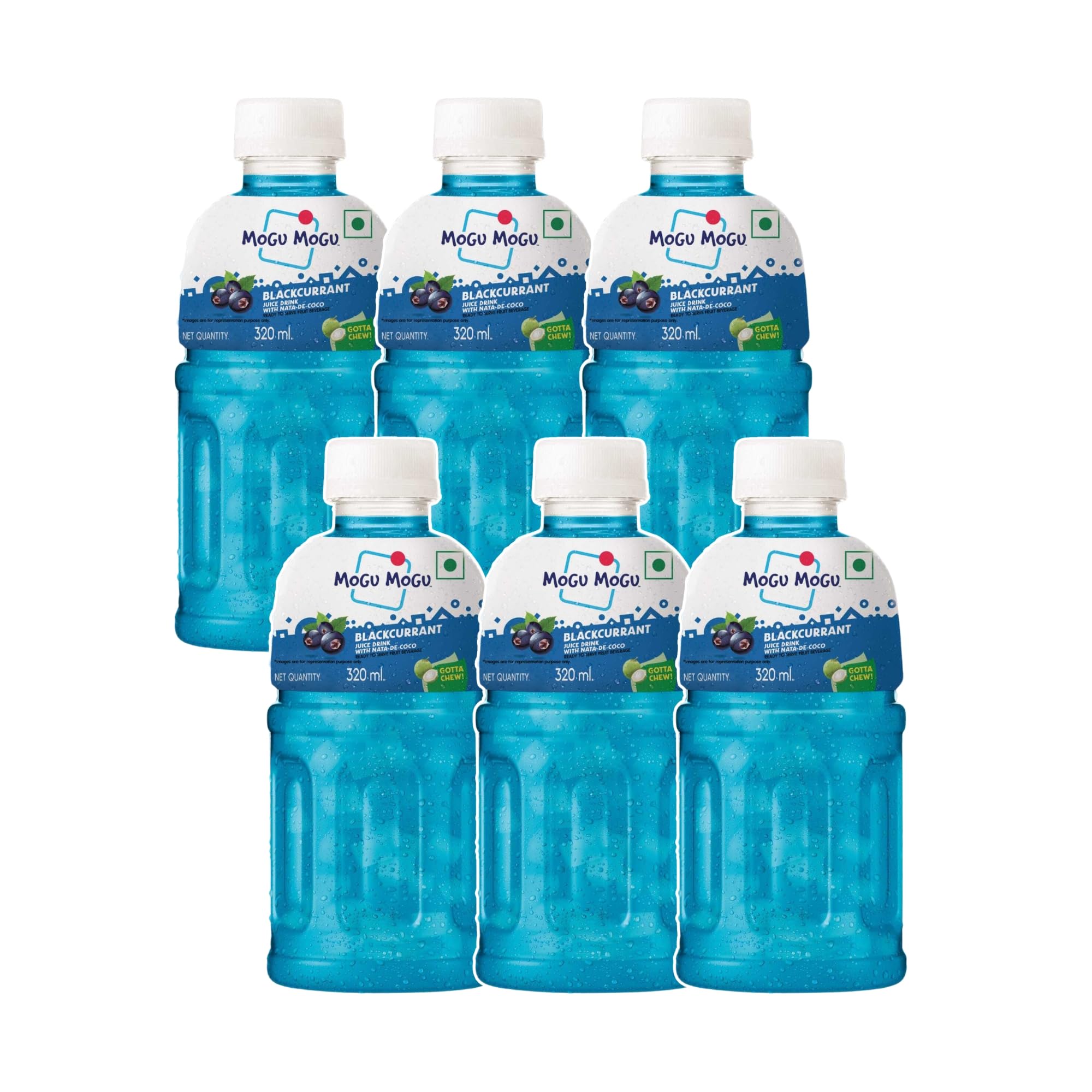 Mogu Mogu Blackcurrant Juice with Nata de Coco Jelly 320ml (Pack of 6) | Refreshing Tropical Thai-Made Sip & Chew Bevera