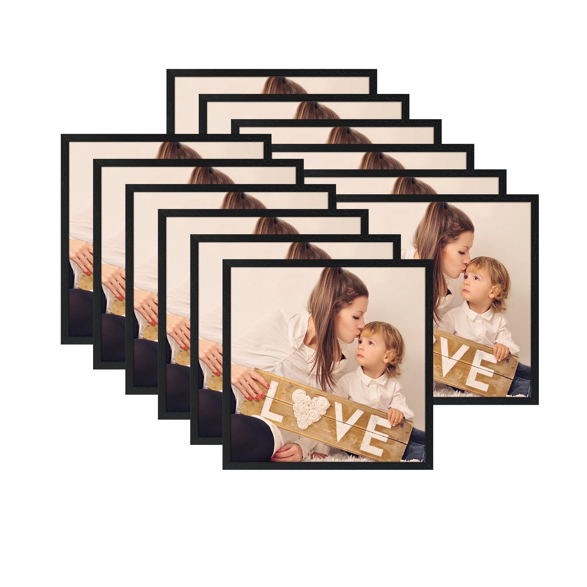 Ditwis 12 Stück Bilderrahmen 30x30 Schwarz, Quadratisch Fotorahmen für Fotos und Bilder, Wand- und Tischaufstellung, Modern Rahmen für Wohn-, Schlaf- und Büroräume