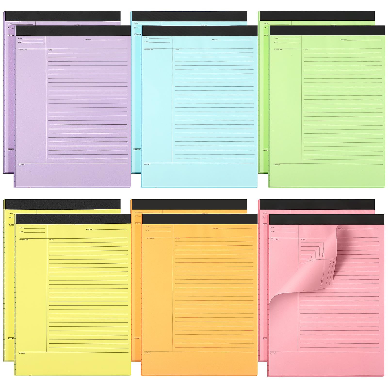 Gueevin 12 Pcs 8.5'' X 11'' Colored Lined Legal Pads Letter Size 40 Sheets Per Notepads Micro Perforated Notebook Writing Pad For School, College