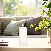 Vista 3 de Mega Candles 3 velas redondas blancas sin perfume, velas de cera de alta calidad vertidas a mano de 3 x 6 pulgadas, decoración del hogar