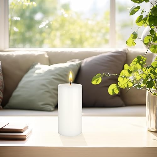Miniatura 3 de Mega Candles 3 velas redondas blancas sin perfume, velas de cera de alta calidad vertidas a mano de 3 x 6 pulgadas, decoración del hogar,