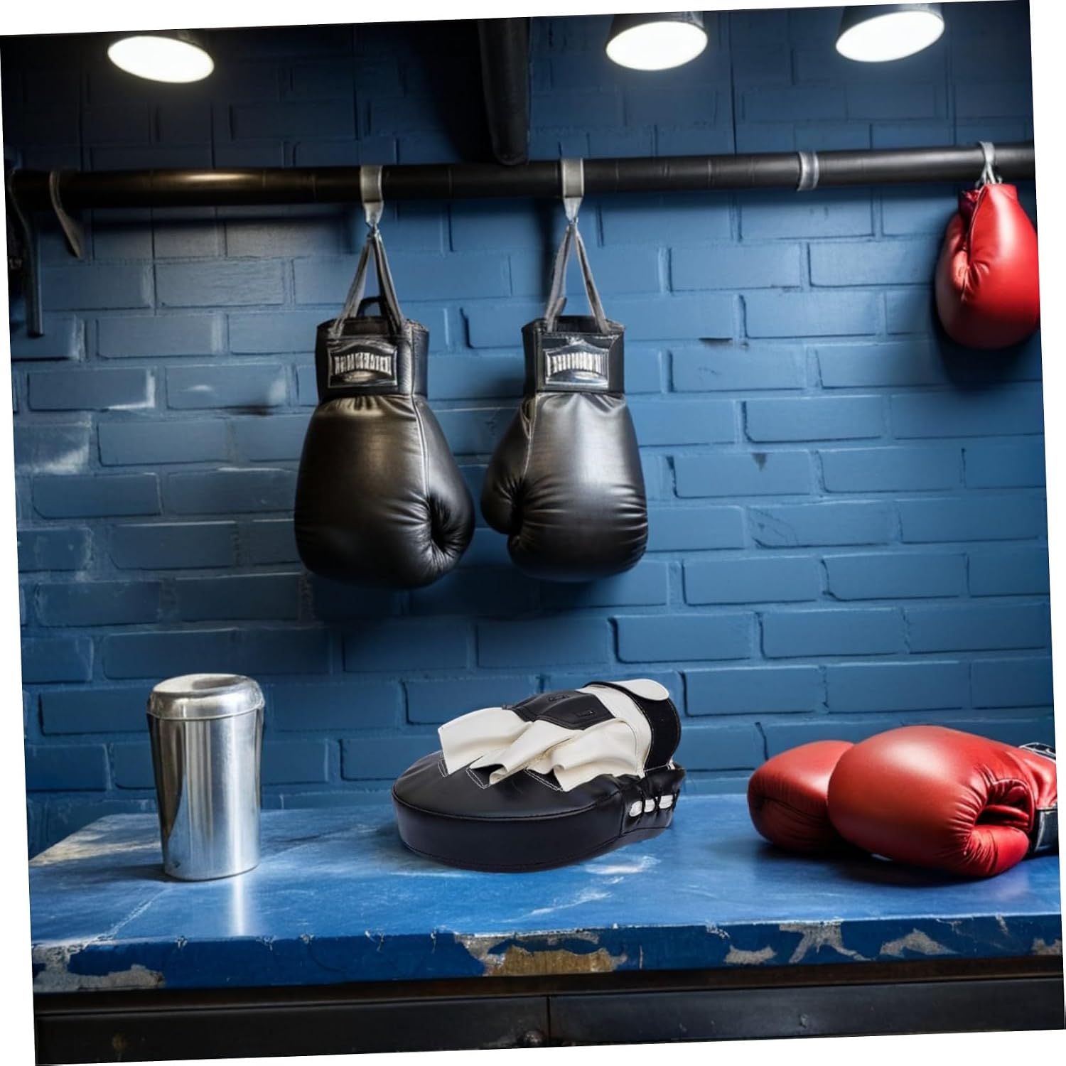 Black Muay Thai Hand Pad Kickboxing Strike Shield PU Leather