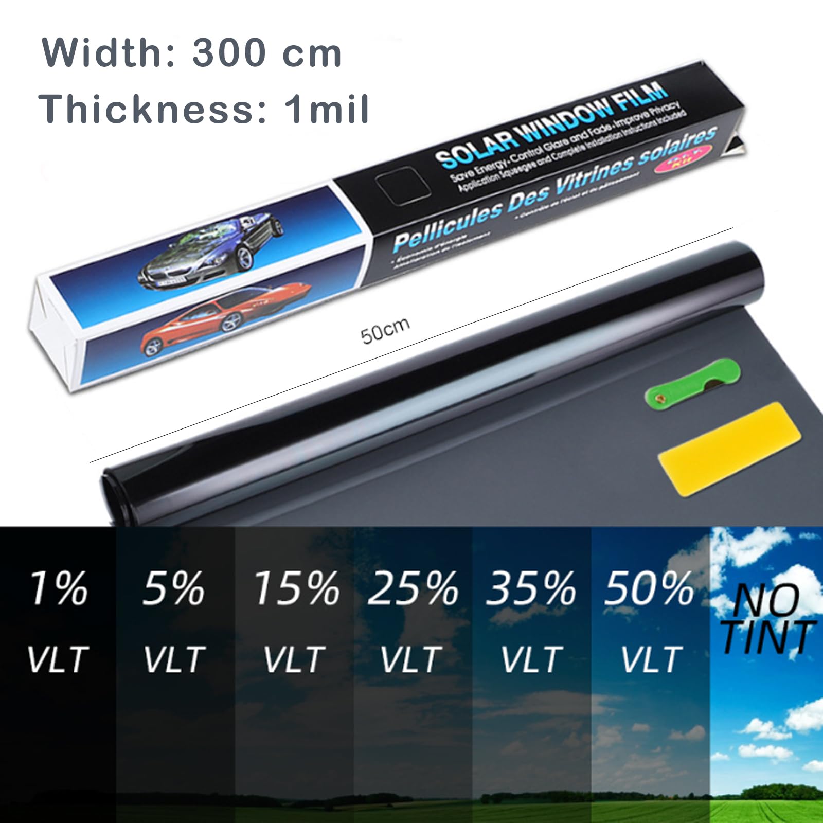 Film Teinté Pour Vitres, Film Pare-soleil, Film Thermique Pour Vitres De Voiture Largeur 80CM