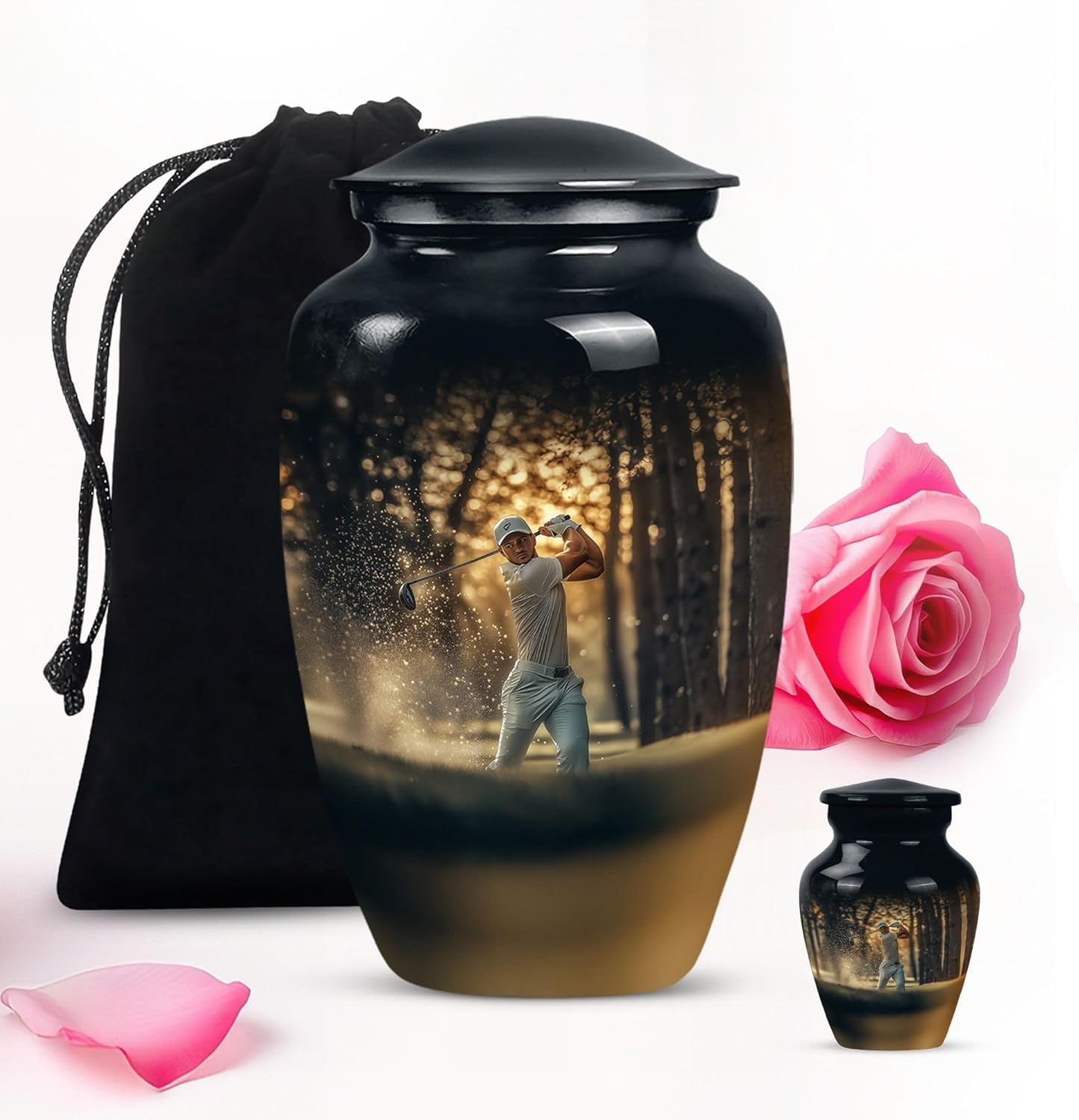 SkyBlue Golf Small urn for Human Ashes Keepsake - mini Funeral urns for Human Ashes 3 inch 1 pcs