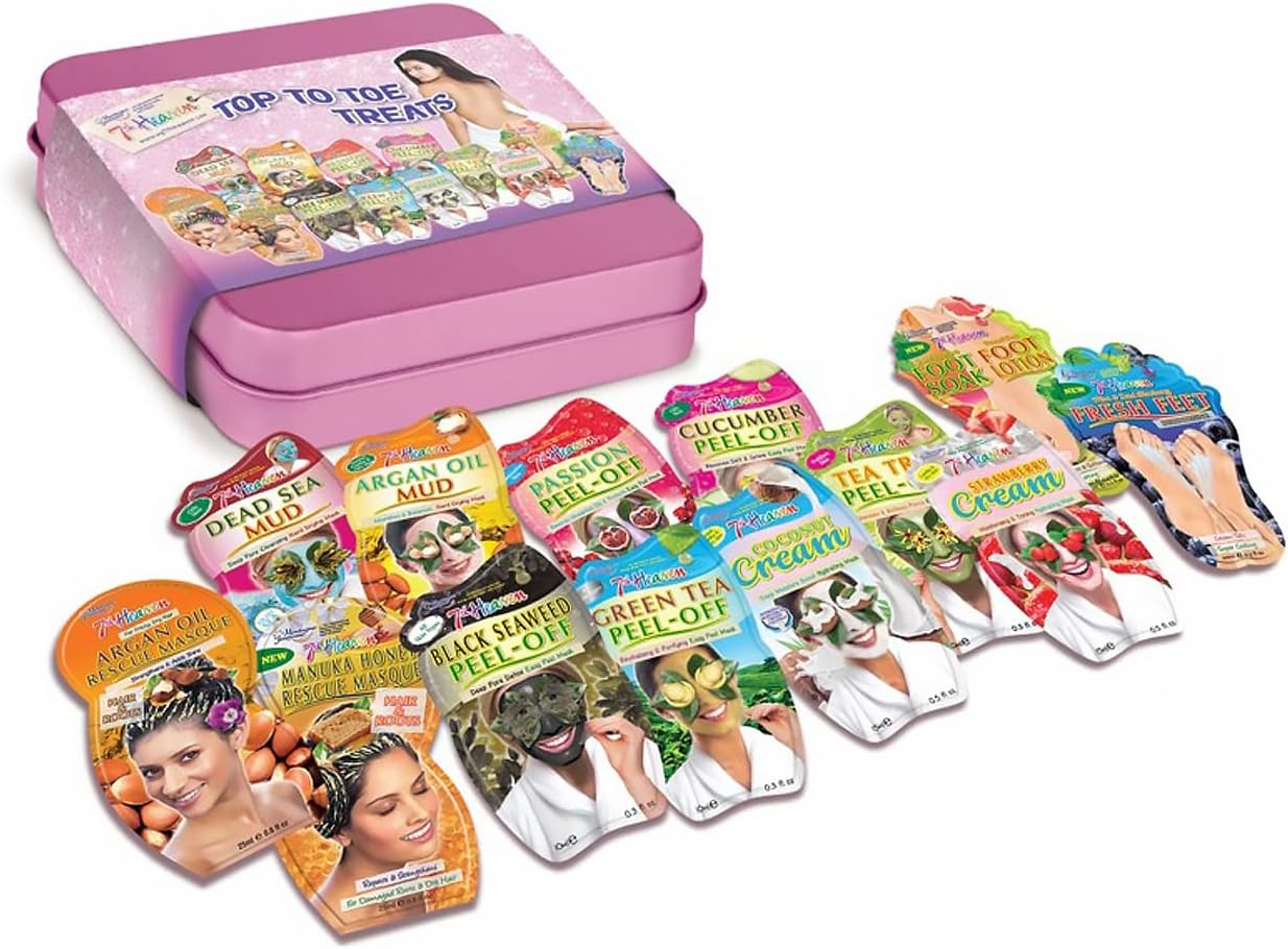 7th Heaven Top to Toe Treats Skincare Set 13 x Face Masks, Hair Masks