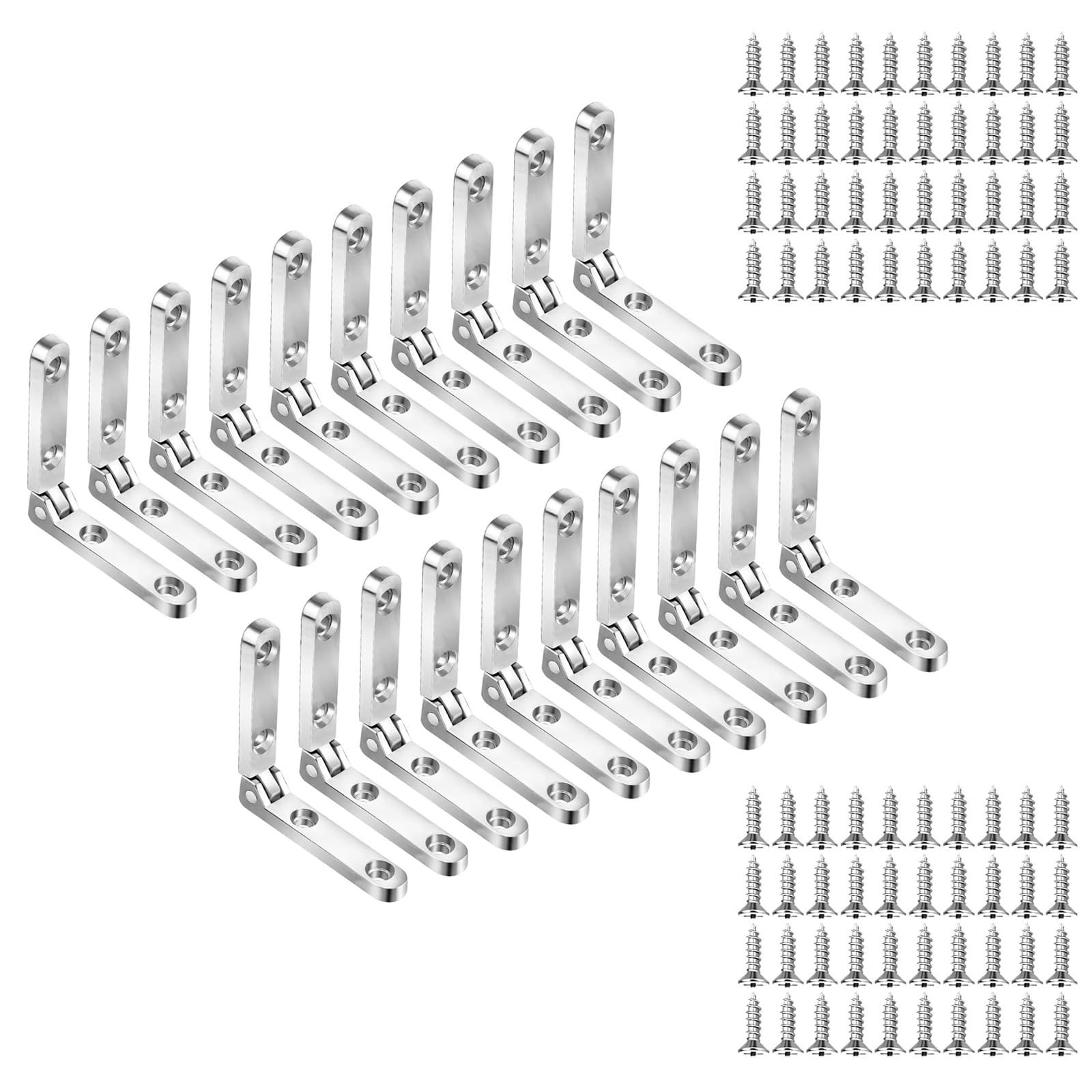 Cazstyk Silver Of 20 Metal Hinges With Screws Erosion Resistant For Cabinets Drawers Jewelry Boxes & Small Furniture Permanent